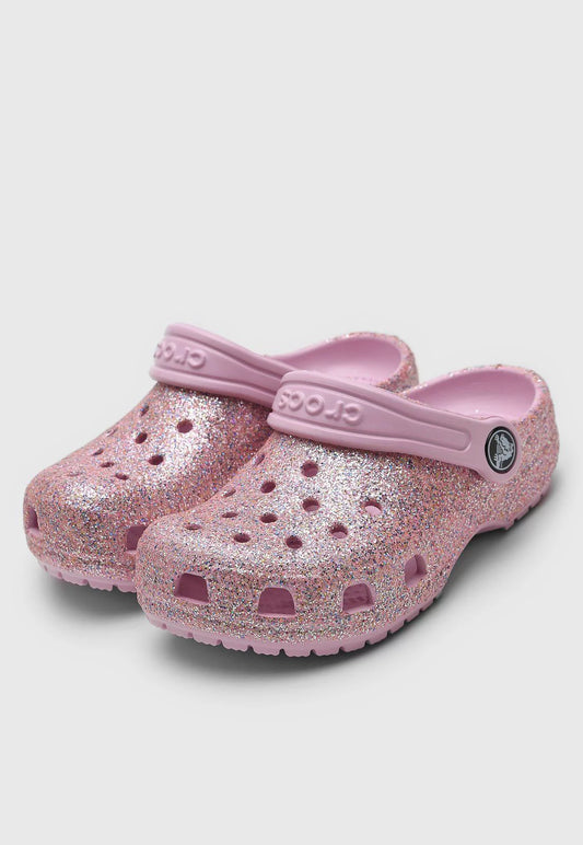 Crocs roses à paillettes